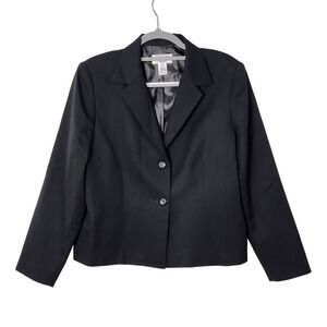Pendleton 100% Virgin‎ Wool Button Blazer Size 14 Petite Black Business Jacket